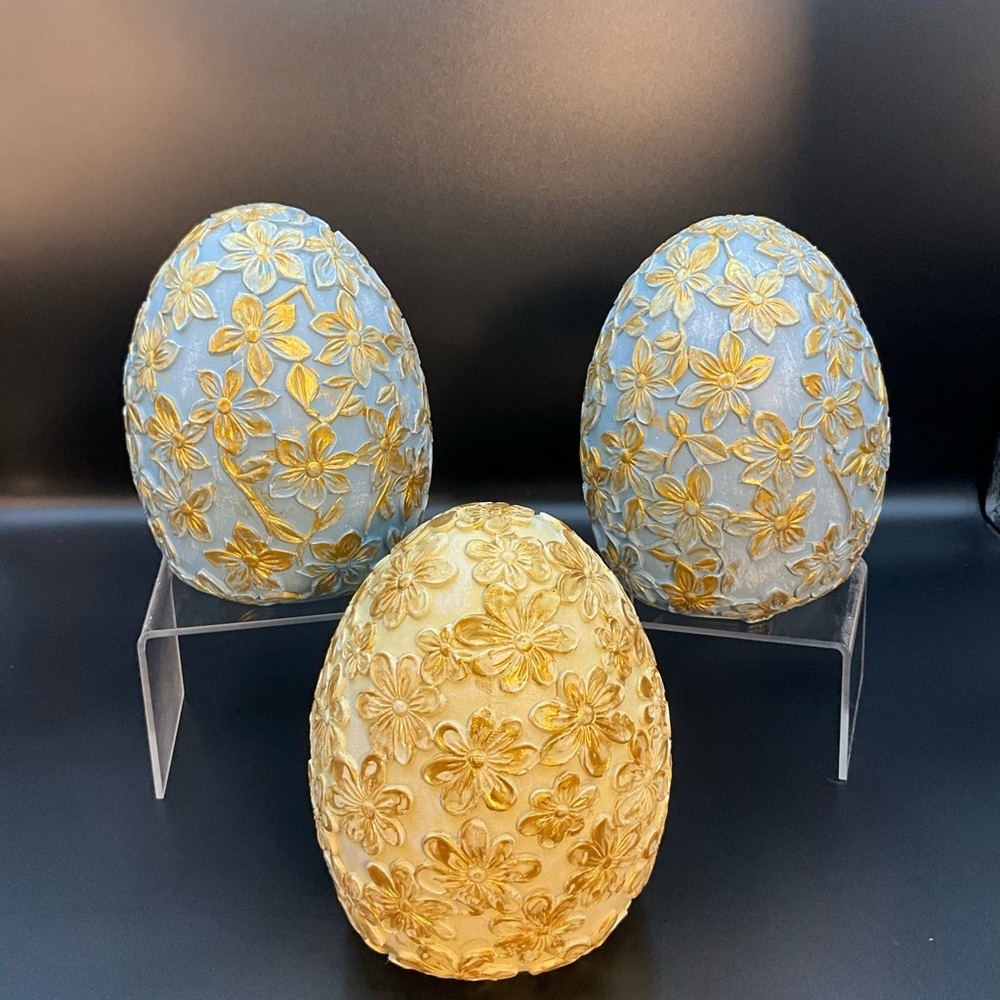 Easter Eggs Floral with Gold Accents Polyresin